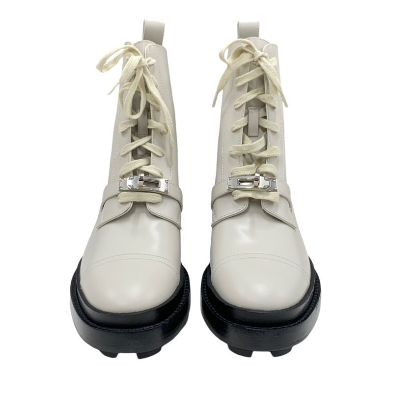 エルメス HERMES ファンク ブーツ ショートブーツ 靴 シューズ レザー ベージュ系 ケリー金具 レースアップ