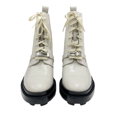 エルメス HERMES ファンク ブーツ ショートブーツ 靴 シューズ レザー ベージュ系 ケリー金具 レースアップ