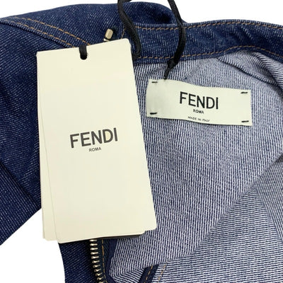 フェンディ FENDI ワンピース コットン ブルー ゴールド デニム ベルト 五分袖