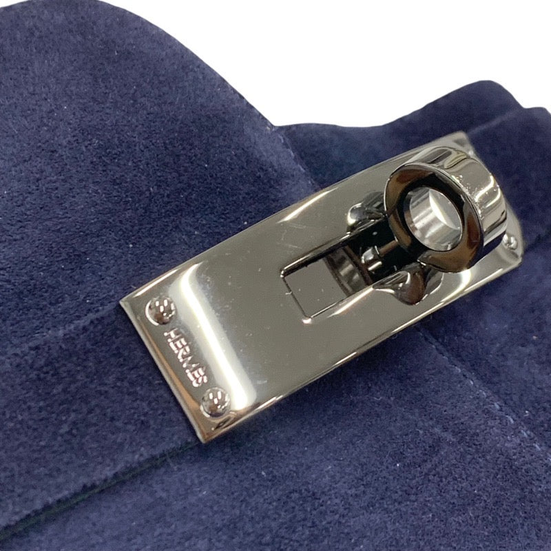 エルメス HERMES ブーツ ショートブーツ 靴 シューズ スエード ネイビー シルバー ケリー金具