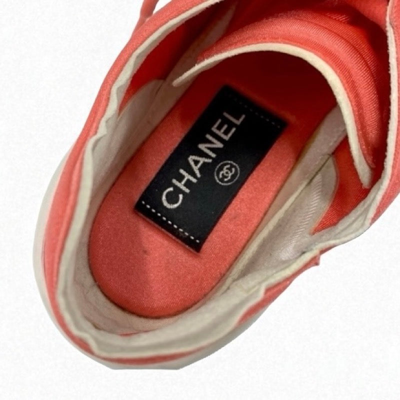 シャネル CHANEL スニーカー 靴 シューズ ファブリック ピンク系 ホワイト ココマーク