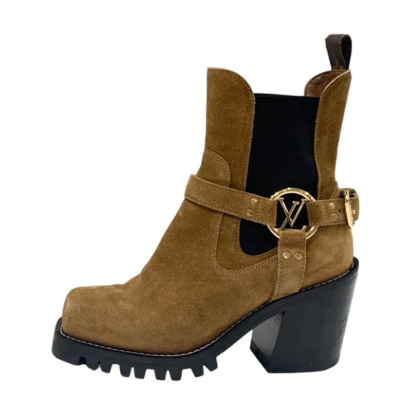 Louis Vuitton Limitless Line Boots Short Boots Shoes Suede Brown Black Gold Ankle Boots Side Gore LV Logo