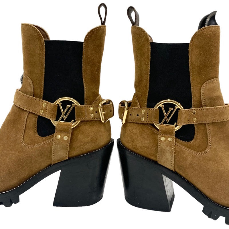 Louis Vuitton Limitless Line Boots Short Boots Shoes Suede Brown Black Gold Ankle Boots Side Gore LV Logo