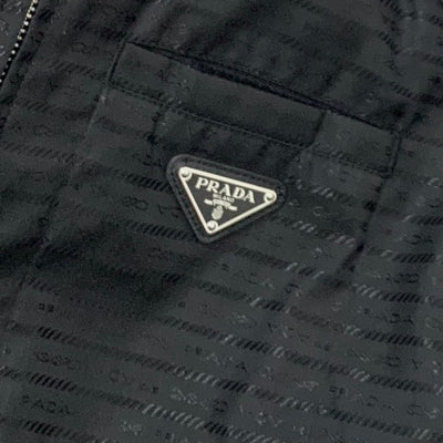 PRADA Outerwear Black Silver Triangle Logo Short Jacket Cropped