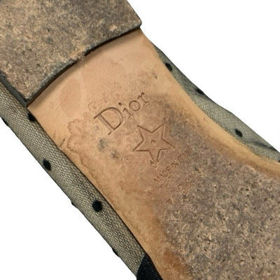クリスチャンディオール CHRISTIAN DIOR JADIOR フラットシューズ 靴 シューズ メッシュ ファブリック ブラック 黒 ロゴ ドット リボン ラインストーン ストラップ バレエシューズ フラットパンプス