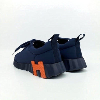 エルメス HERMES バウンシング スニーカー 靴 シューズ ファブリック スエード ネイビー オレンジ スウェード