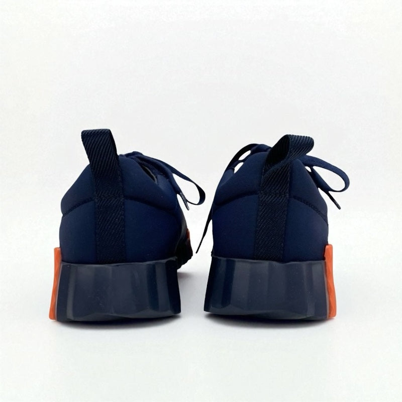 エルメス HERMES バウンシング スニーカー 靴 シューズ ファブリック スエード ネイビー オレンジ スウェード