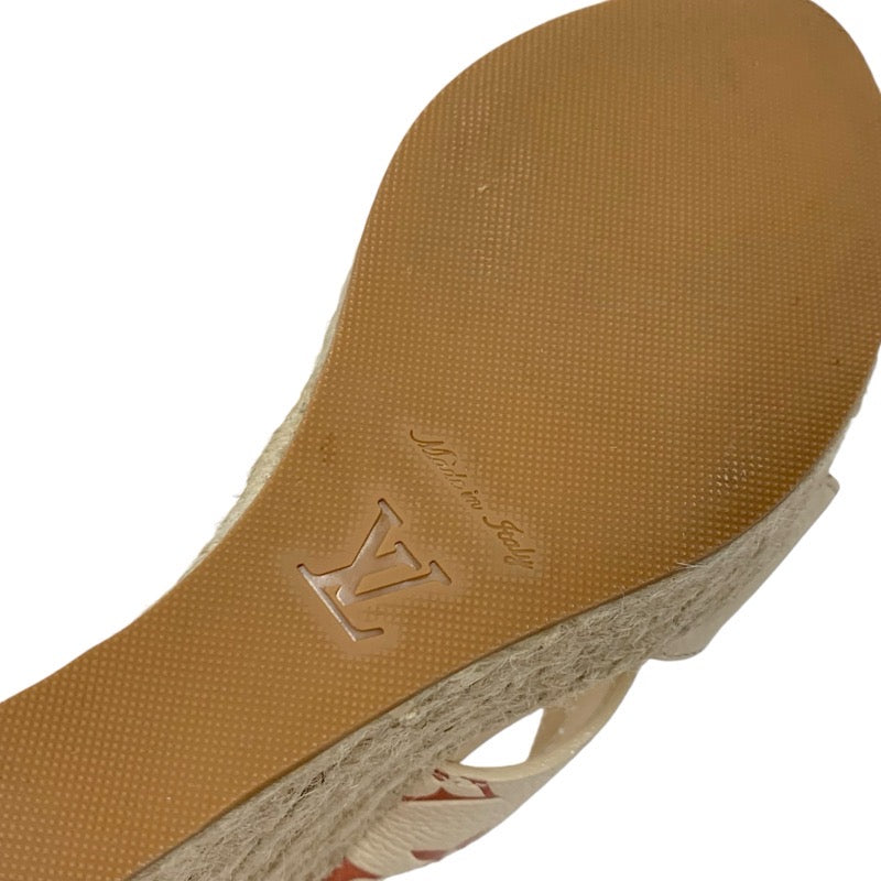 ルイヴィトン LOUIS VUITTON スターボードライン モノグラム サンダル 靴 シューズ レザー ベージュ ウェッジソール エスパドリーユ