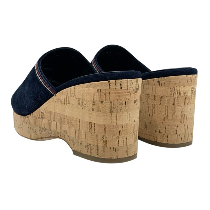 シャネル CHANEL サンダル 靴 シューズ スエード コルク ネイビー マルチカラー ココマーク ウェッジソール