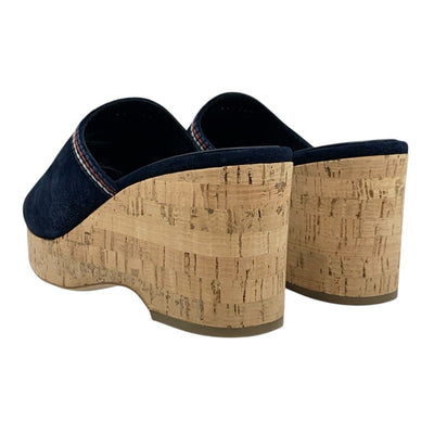 シャネル CHANEL サンダル 靴 シューズ スエード コルク ネイビー マルチカラー ココマーク ウェッジソール