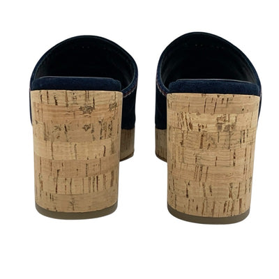 シャネル CHANEL サンダル 靴 シューズ スエード コルク ネイビー マルチカラー ココマーク ウェッジソール