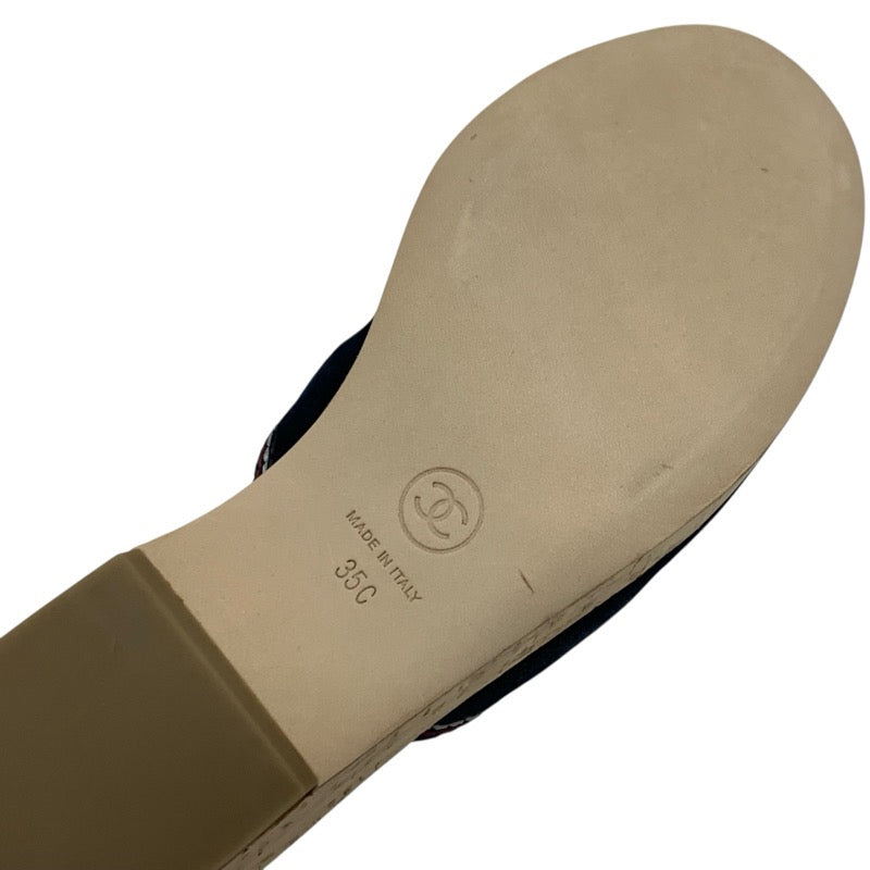 シャネル CHANEL サンダル 靴 シューズ スエード コルク ネイビー マルチカラー ココマーク ウェッジソール