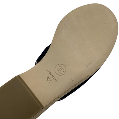 シャネル CHANEL サンダル 靴 シューズ スエード コルク ネイビー マルチカラー ココマーク ウェッジソール