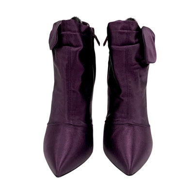 Roger Vivier Boots, Short Boots, Shoes, Satin, Leather, Purple, Metallic Pink, Mirror Ball, Rhinestone, Swarovski Ribbon