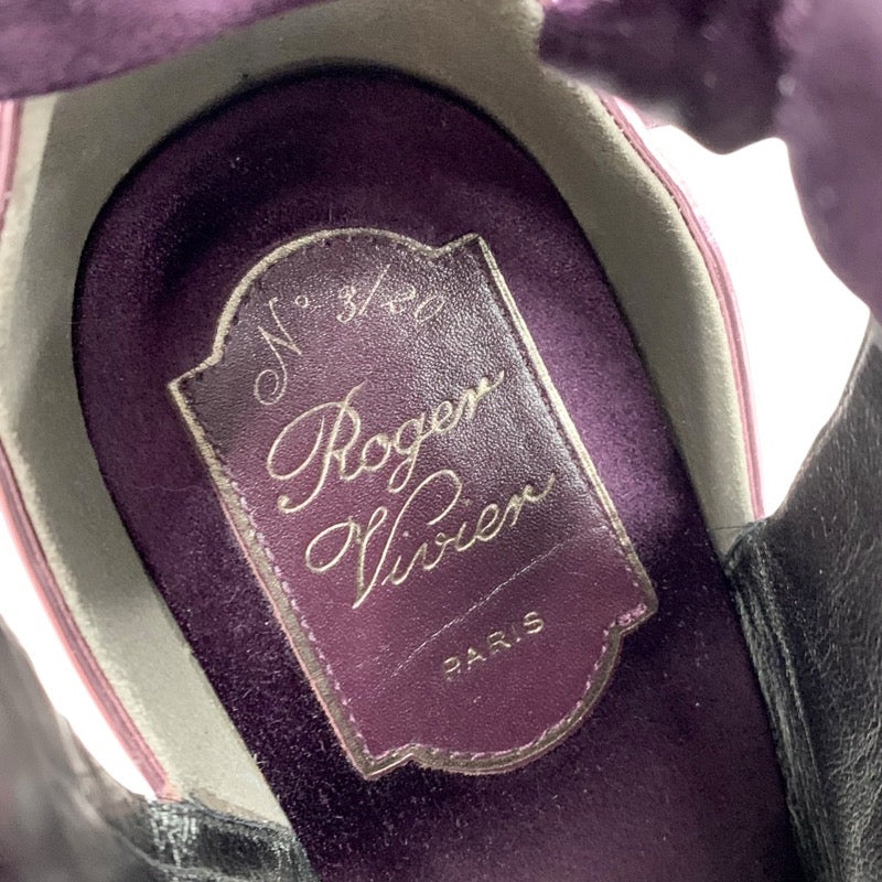 Roger Vivier Boots, Short Boots, Shoes, Satin, Leather, Purple, Metallic Pink, Mirror Ball, Rhinestone, Swarovski Ribbon