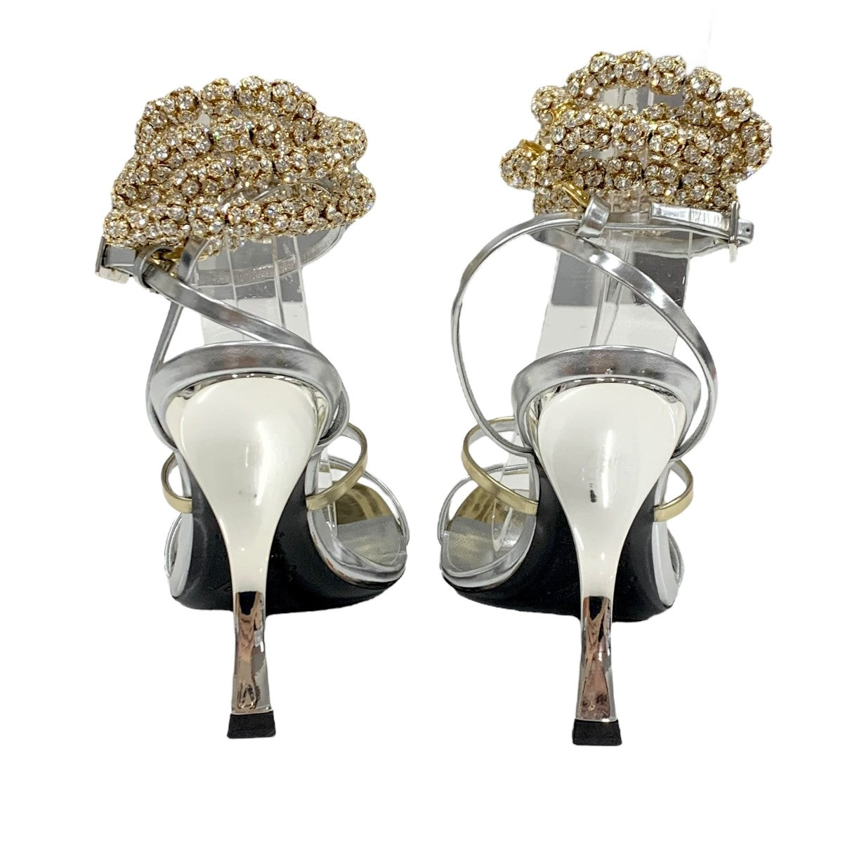 ロジェヴィヴィエ Roger Vivier サンダル 靴 シューズ レザー シルバー ゴールド ビジュー アンクルストラップ パーティーシューズ