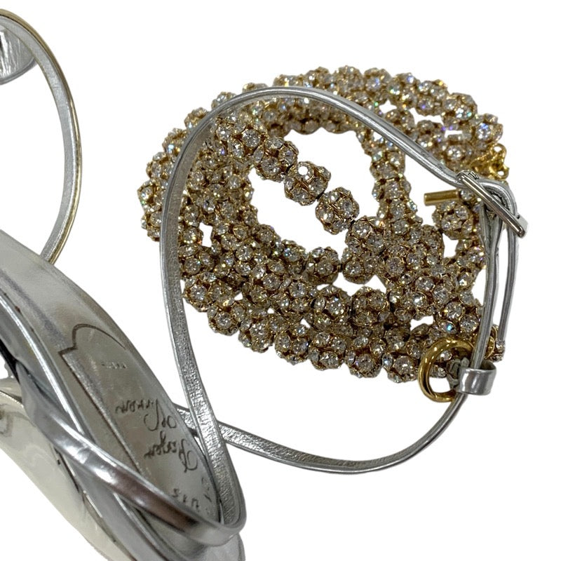 ロジェヴィヴィエ Roger Vivier サンダル 靴 シューズ レザー シルバー ゴールド ビジュー アンクルストラップ パーティーシューズ