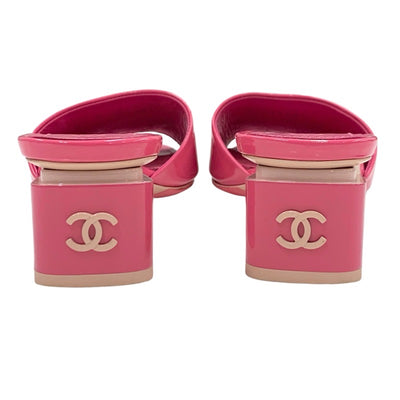 シャネル CHANEL サンダル 靴 シューズ パテント ピンク ミュール ココマーク