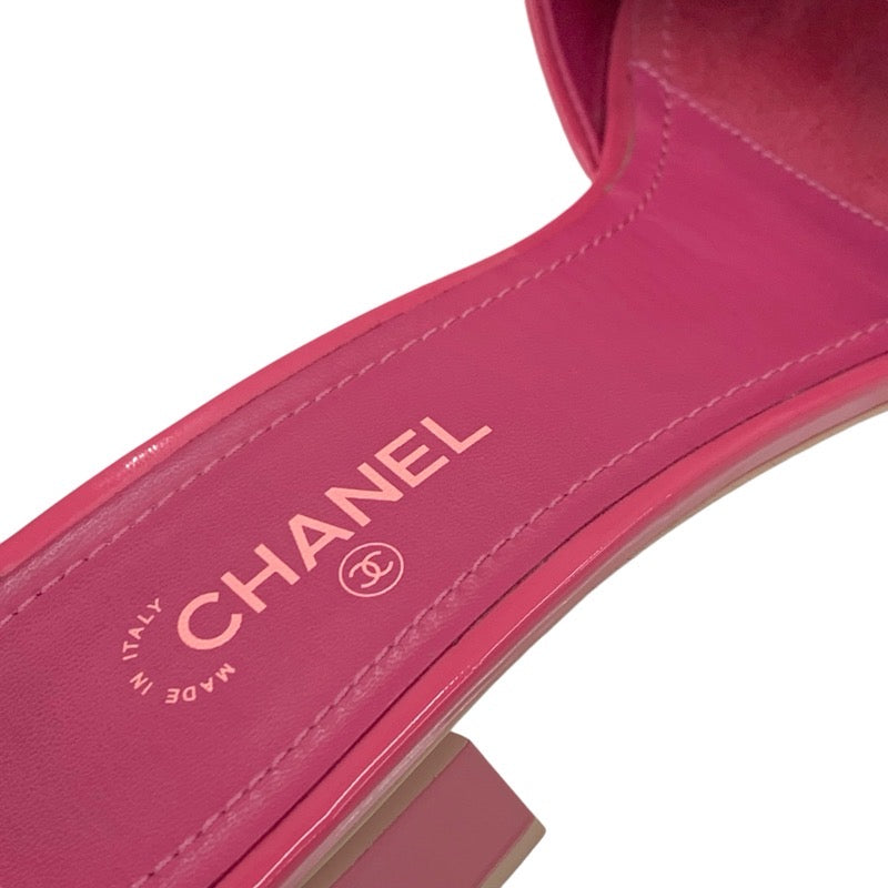 シャネル CHANEL サンダル 靴 シューズ パテント ピンク ミュール ココマーク