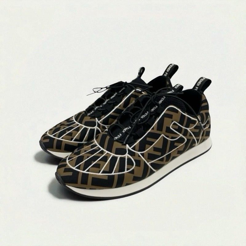 フェンディ FENDI スニーカー 靴 シューズ ファブリック ブラック ブラウン ホワイト 黒 ズッカ ロゴ