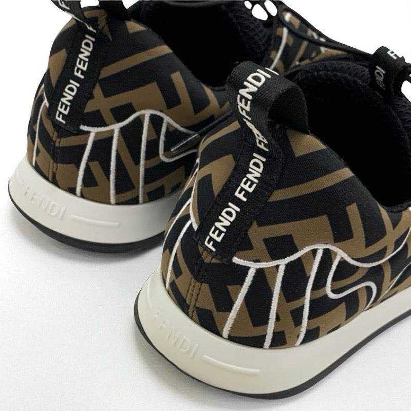 フェンディ FENDI スニーカー 靴 シューズ ファブリック ブラック ブラウン ホワイト 黒 ズッカ ロゴ