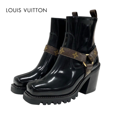 Louis Vuitton Limitless Line Monogram Boots Short Boots Shoes Leather Black Brown Black Ankle Boots