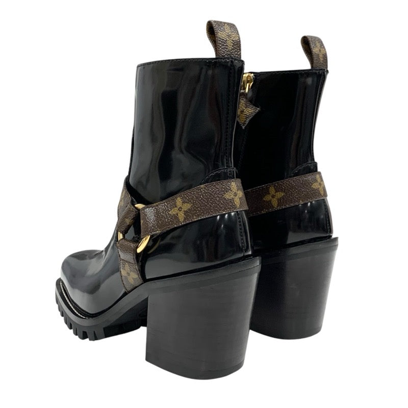 Louis Vuitton Limitless Line Monogram Boots Short Boots Shoes Leather Black Brown Black Ankle Boots