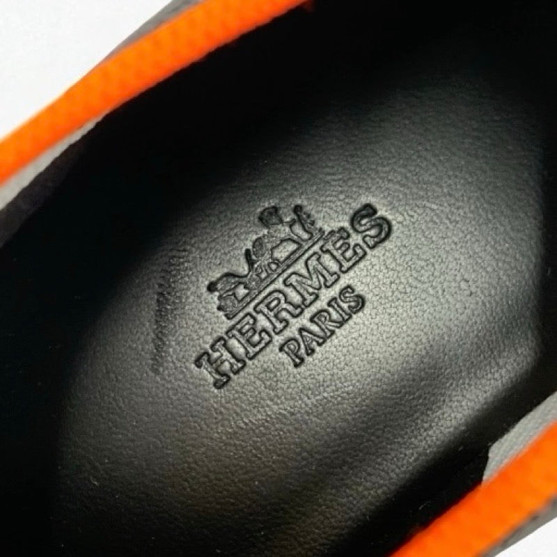 エルメス HERMES エクレール スニーカー 靴 シューズ ファブリック ブラック オレンジ 未使用 Hロゴ