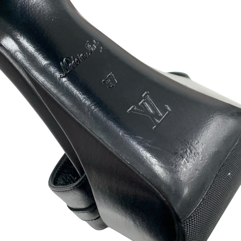 ルイヴィトン LOUIS VUITTON アフターグローライン モノグラム サンダル 靴 シューズ レザー ブラック ブラウン ゴールド スタッズ プラットフォーム アンクルストラップ