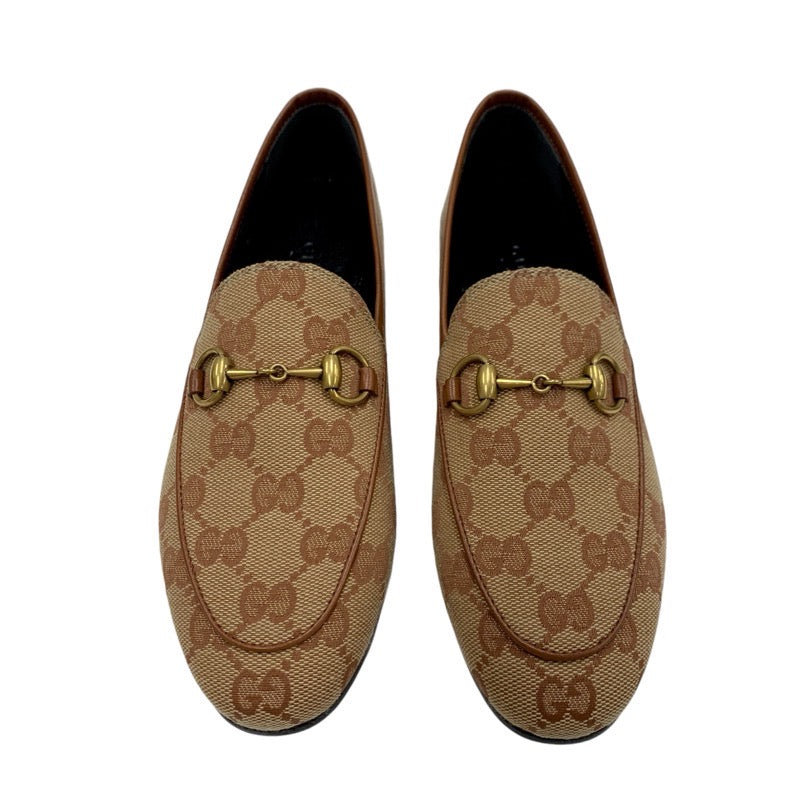 グッチ GUCCI ローファー 革靴 靴 シューズ ファブリック レザー ブラウン 未使用 フラットシューズ ホースビット