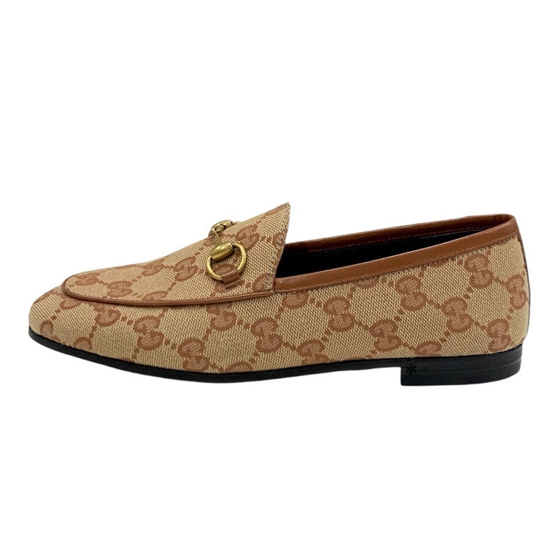 グッチ GUCCI ローファー 革靴 靴 シューズ ファブリック レザー ブラウン 未使用 フラットシューズ ホースビット