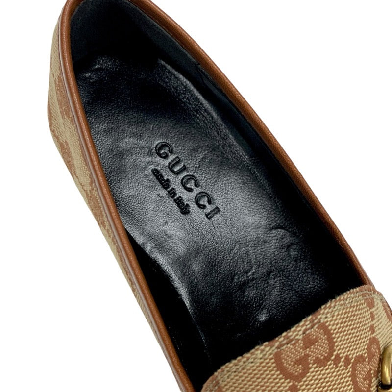 グッチ GUCCI ローファー 革靴 靴 シューズ ファブリック レザー ブラウン 未使用 フラットシューズ ホースビット