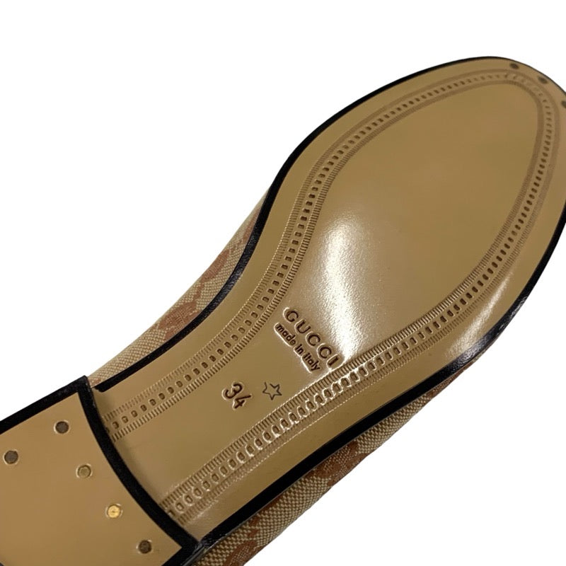 グッチ GUCCI ローファー 革靴 靴 シューズ ファブリック レザー ブラウン 未使用 フラットシューズ ホースビット