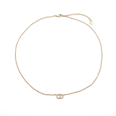 クリスチャンディオール CHRISTIAN DIOR CLAIR D LUNE ネックレス ペンダント チョーカー ゴールド ロゴ ラインストーン