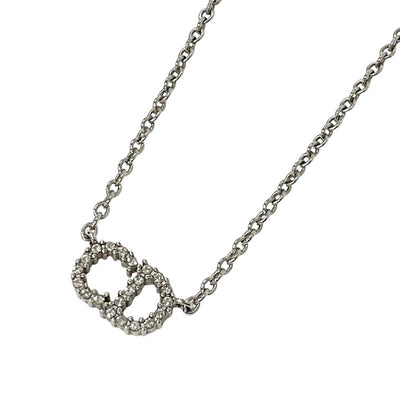 Christian Dior CHRISTIAN DIOR CLAIR D LUNE Necklace Pendant Choker Silver Logo Rhinestone