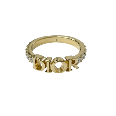 Christian Dior CHRISTIAN DIOR Dio(r)evolution ring gold rhinestone logo