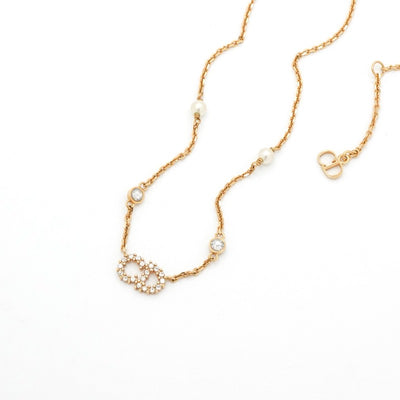 クリスチャンディオール CHRISTIAN DIOR CLAIR D LUNE ネックレス ペンダント チョーカー ゴールド CDロゴ ラインストーン
