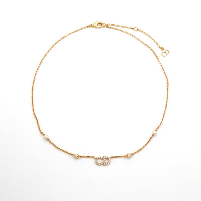クリスチャンディオール CHRISTIAN DIOR CLAIR D LUNE ネックレス ペンダント チョーカー ゴールド CDロゴ ラインストーン