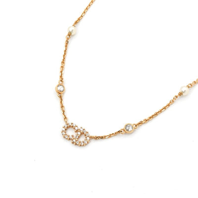 クリスチャンディオール CHRISTIAN DIOR CLAIR D LUNE ネックレス ペンダント チョーカー ゴールド CDロゴ ラインストーン