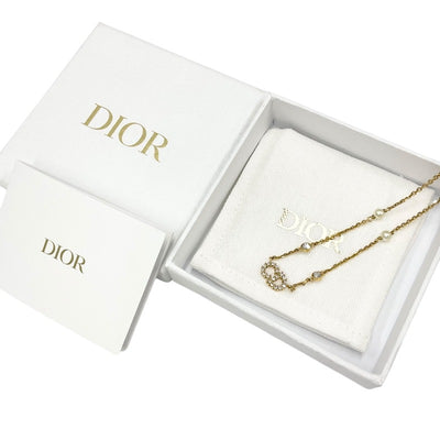 クリスチャンディオール CHRISTIAN DIOR CLAIR D LUNE ネックレス ペンダント チョーカー ゴールド CDロゴ ラインストーン