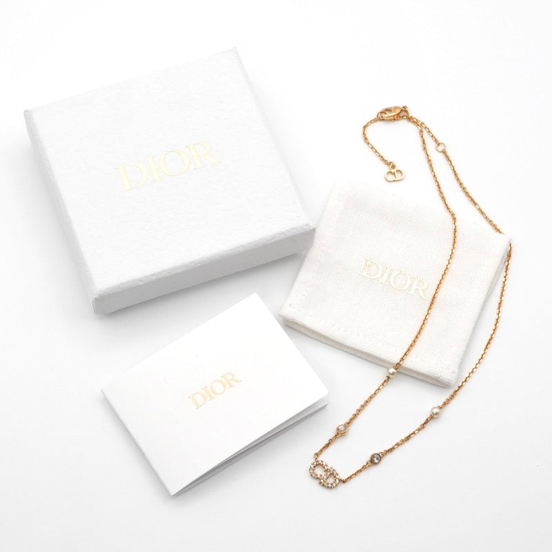 クリスチャンディオール CHRISTIAN DIOR CLAIR D LUNE ネックレス ペンダント チョーカー ゴールド CDロゴ ラインストーン