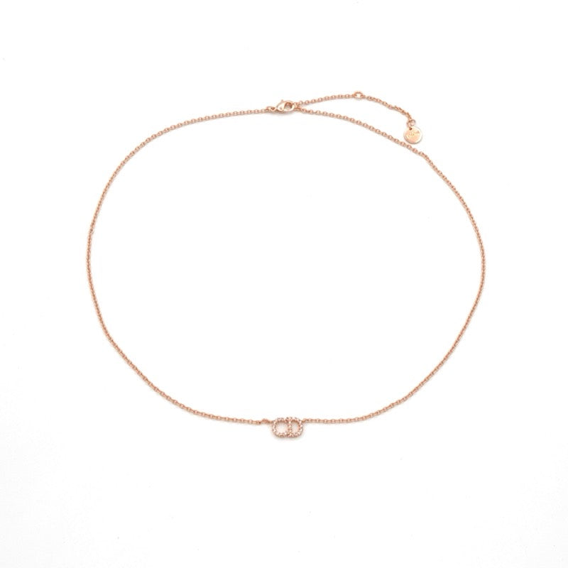 クリスチャンディオール CHRISTIAN DIOR CLAIR D LUNE ネックレス ペンダント チョーカー ピンクゴールド ロゴ ラインストーン
