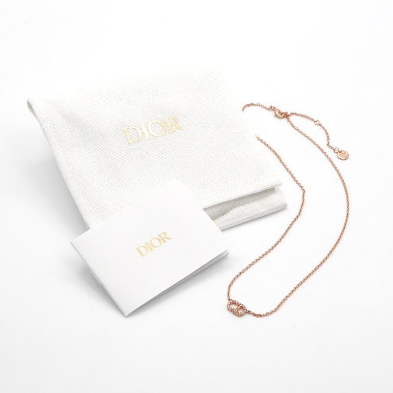 クリスチャンディオール CHRISTIAN DIOR CLAIR D LUNE ネックレス ペンダント チョーカー ピンクゴールド ロゴ ラインストーン