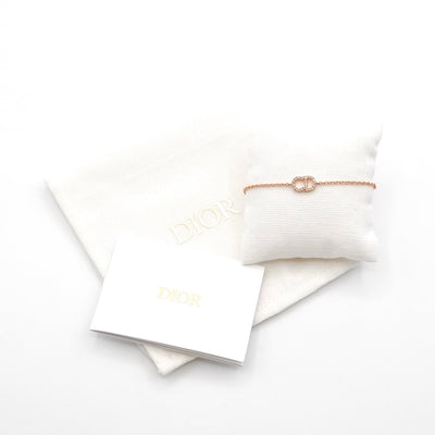 クリスチャンディオール CHRISTIAN DIOR CLAIR D LUNE ブレスレット バングル カフ ピンクゴールド CDロゴ ラインストーン
