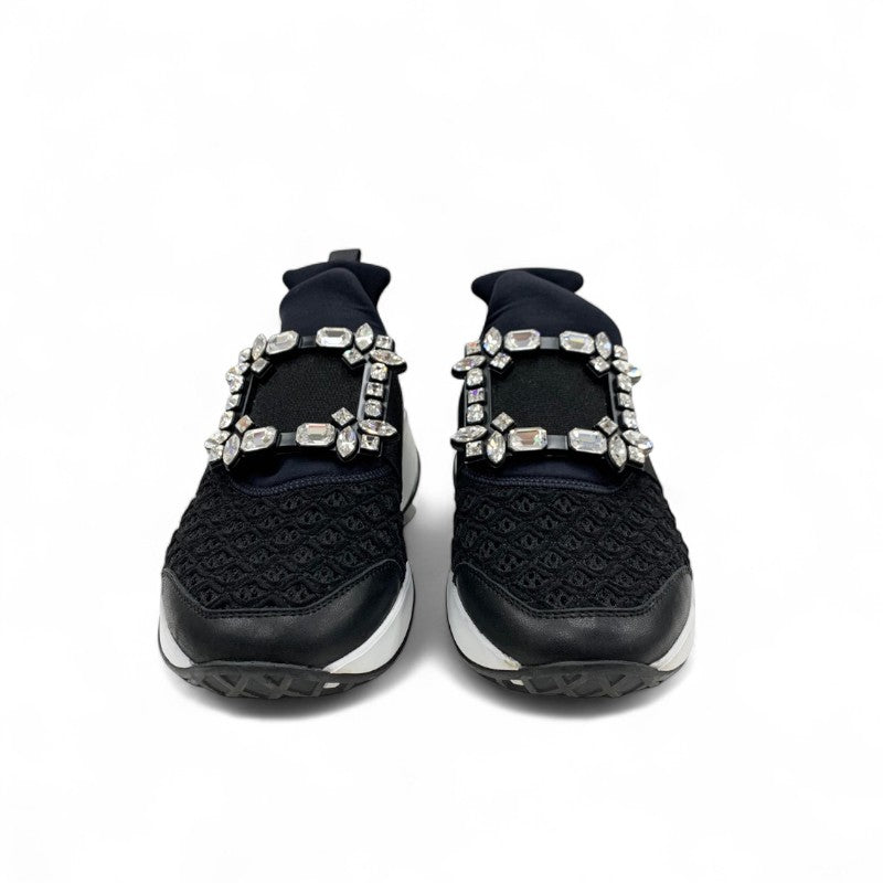 ロジェヴィヴィエ Roger Vivier ヴィヴラン スニーカー 靴 シューズ ファブリック ブラック ホワイト 黒 ストラスバックル ビジュー