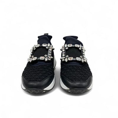 ロジェヴィヴィエ Roger Vivier ヴィヴラン スニーカー 靴 シューズ ファブリック ブラック ホワイト 黒 ストラスバックル ビジュー