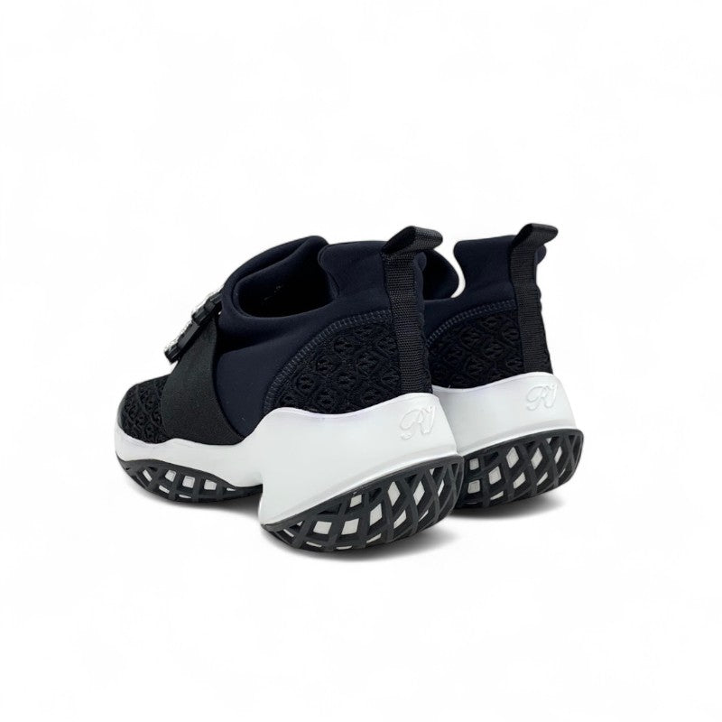 ロジェヴィヴィエ Roger Vivier ヴィヴラン スニーカー 靴 シューズ ファブリック ブラック ホワイト 黒 ストラスバックル ビジュー