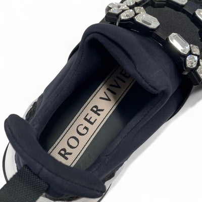 ロジェヴィヴィエ Roger Vivier ヴィヴラン スニーカー 靴 シューズ ファブリック ブラック ホワイト 黒 ストラスバックル ビジュー