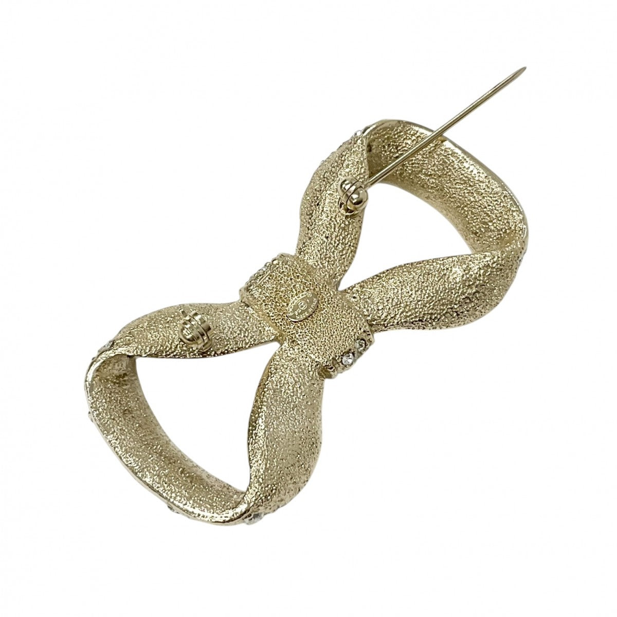 Chanel CHANEL Brooch Corsage Gold Coco Mark Rhinestone Ribbon