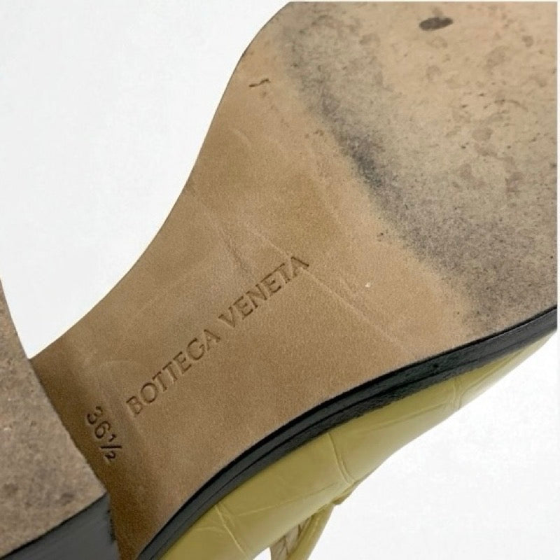 ボッテガヴェネタ BOTTEGAVENETA パンプス 靴 シューズ レザー イエロー ミュール クロコ型押し
